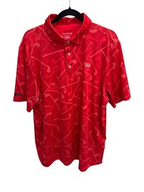 Good Good Golf Polo Shirt Red American Club Performance AOP Stretch Mens XL